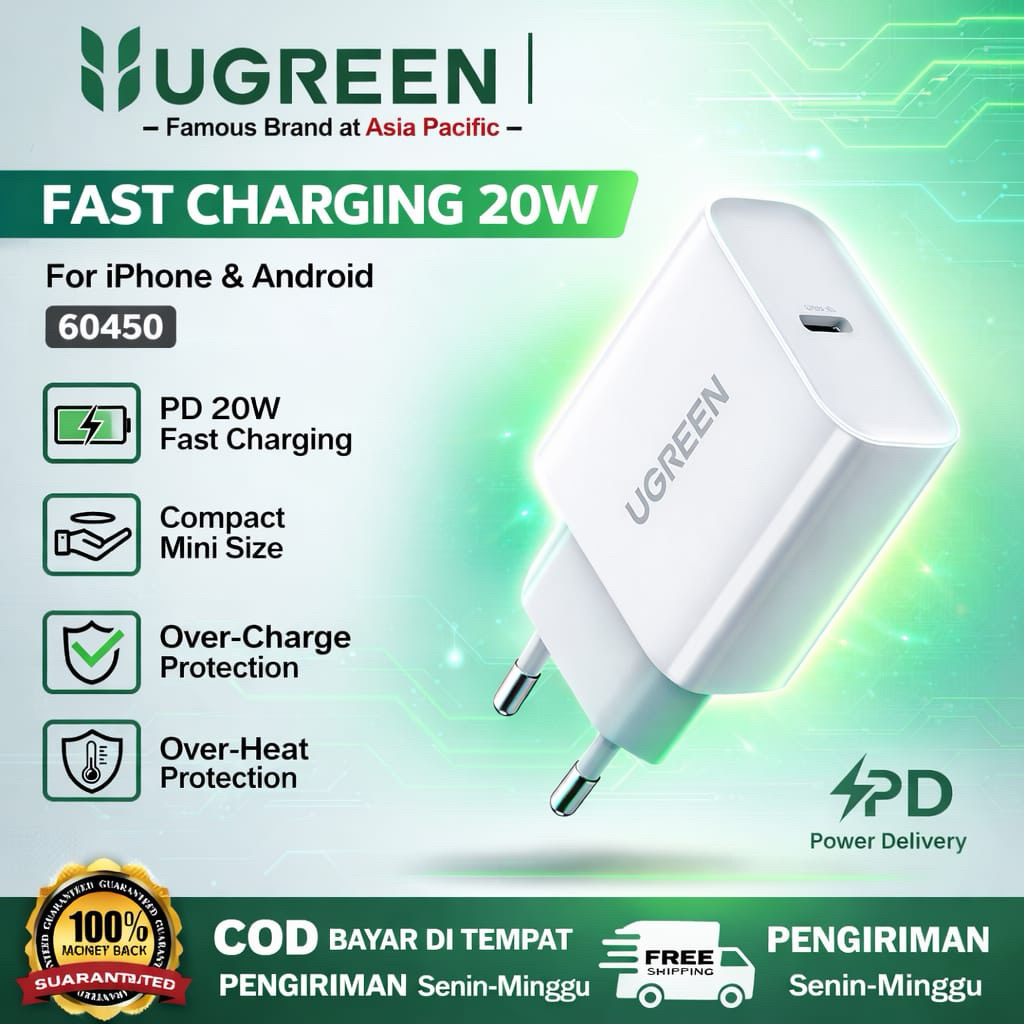Ugreen Original 20W Fast Charging 60450 Type C อะแดปเตอร์ชาร์จหัว