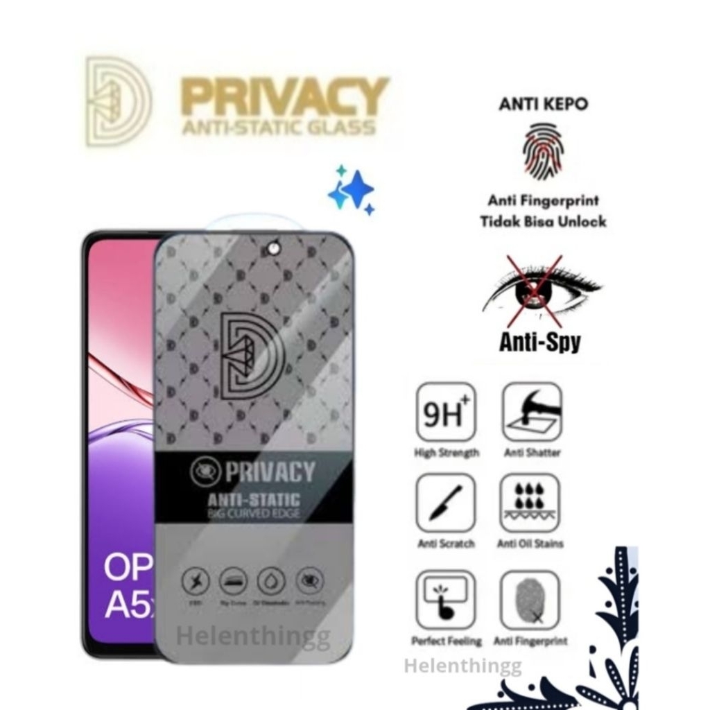 กระจกนิรภัย Anti Static Spy เพชรความเป็นส่วนตัว Oppo A35 A55 A36 A56 A56s A76 A96 A57 A57s A77 A77s 
