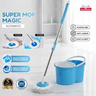 Set Alat Pel Otomatis dengan Wadah Pel - Tempat Pel Sistem Peras, Plastik Tebal Tahan Lama untuk Lantai Rumah & Dapur
