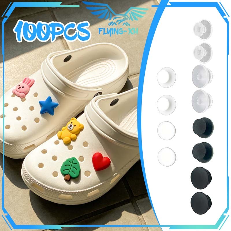 Crocs รองเท้าแตะตกแต่ง Pins 100 ชิ้น Crocs รองเท้าแตะคลิป 12 มม.Jibitz Crocs รองเท้าแตะสติกเกอร์กบรอ