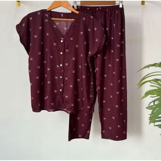 ONESET PIYAMA MOTIF PITA WANITA SETELAN CELANA RAYON ADEM BUSUI JUMBO MOTIF TERBARU