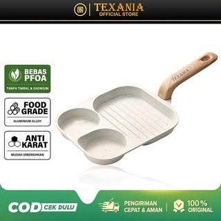 TEXANIA Frying Pancake Omelet Eggpan Anti Lengket 3 Lubang/Panci Grill Steak Daging Cetakan Telur/Hamburger Maker Breakfast Cocok di Segala Jenis Kompor, Bebas PFOA PFOS, Bisa di gunakan Tanpa Minyak