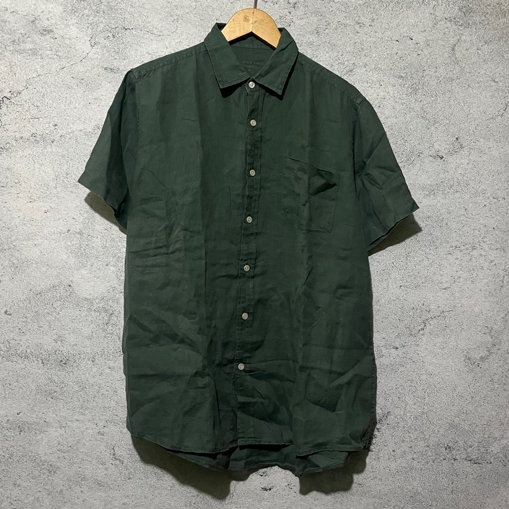 KEMEJA Giordano เสื้อเชิ้ตทํางานผ้าลินินเสื้อเชิ้ตลําลอง
