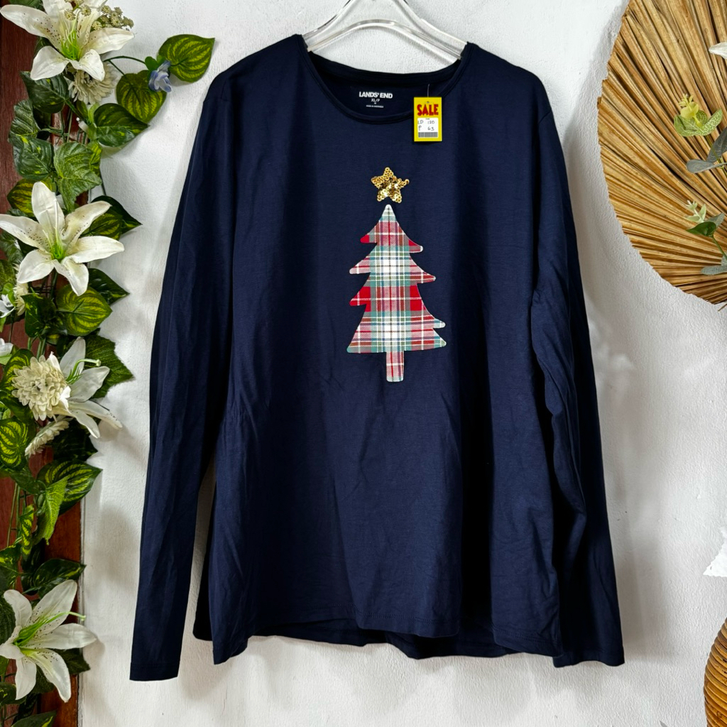เสื้อยืดคริสต์มาส Navy Lands End