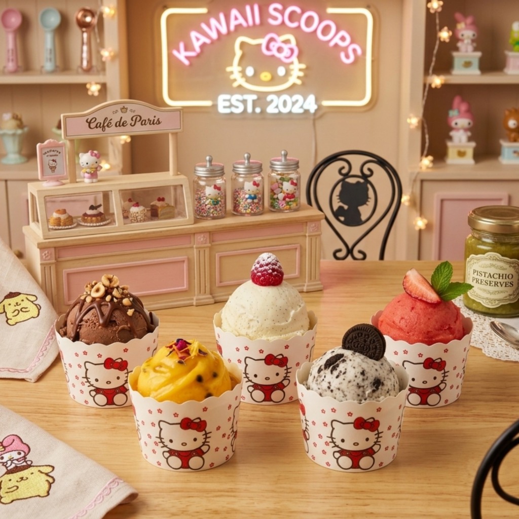 50 ชิ้น Cup Muffin Case Medium Hello Kitty Paper Base Cake Bread Cute Motif Childrens Birthday