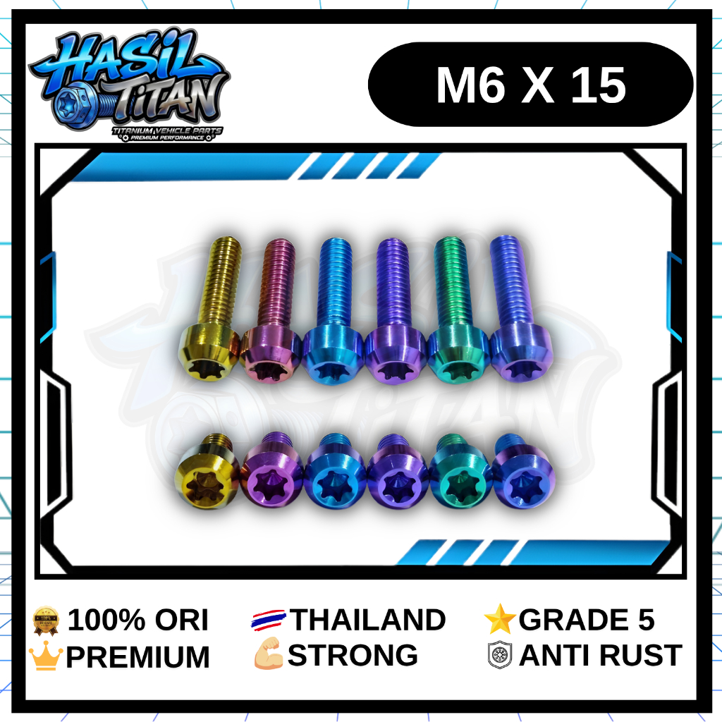Titanium Bolt M 6 x 15 เกลียว 10 x 15 ขนาดเล็ก