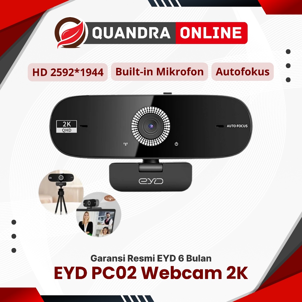 EYD HD 2k PC Webcam แล็ปท็อปกล้อง USB พร้อม 360° องศาหมุนและไมโครโฟน ออโต้โฟกัส