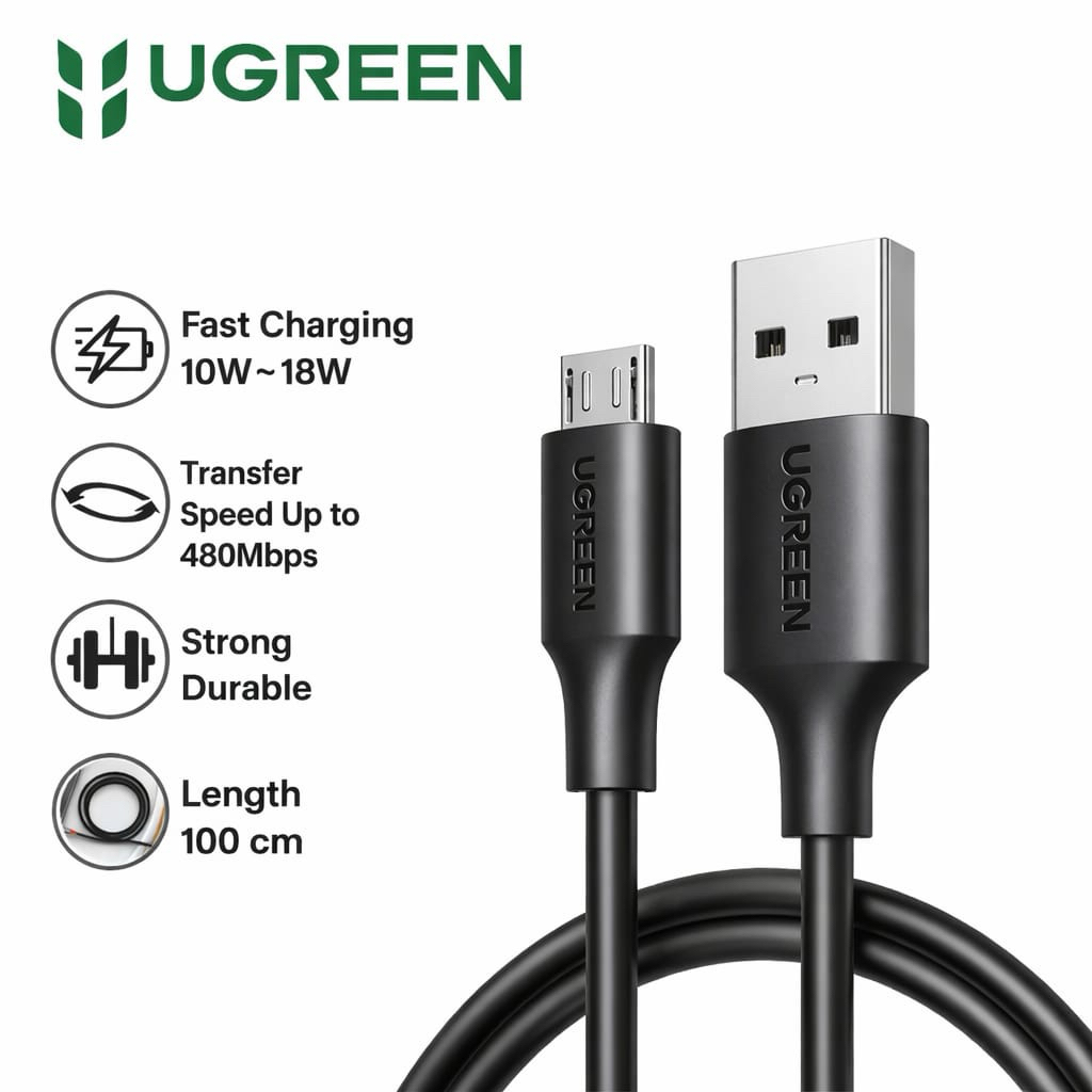 UGREEN Micro USB Fast Charging Data Cable 18W Premium PVC US289 60136 ของแท้