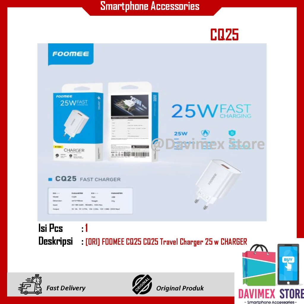 [ORIGINAL] FOOMEE CQ25 CQ25 Travel Charger 25 w CHARGER