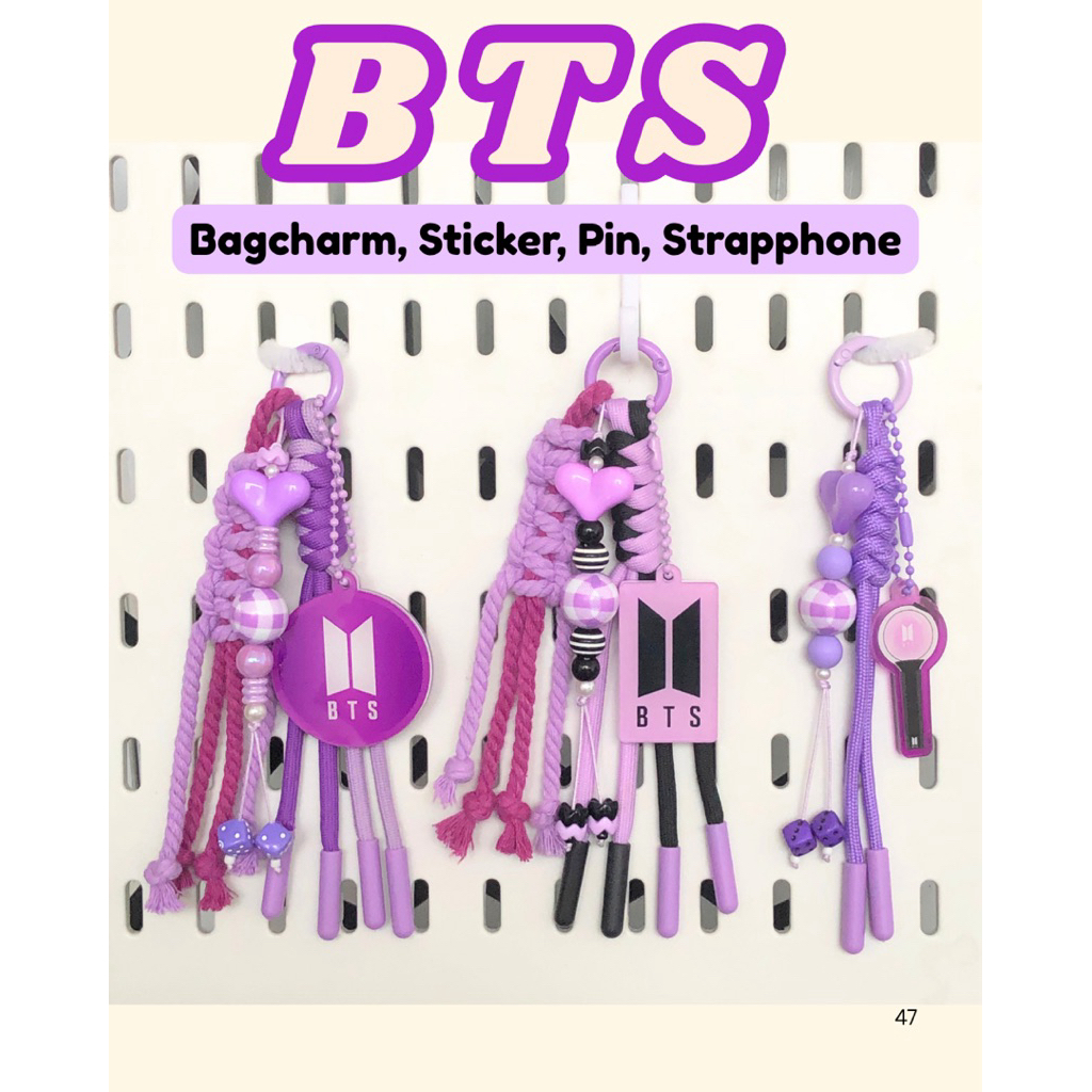 BTS BAGCHARM, BTS BANGTAN BOYS BAGSTRAP, สายคล้องโทรศัพท์ BTS, หมุด BTS, สติ๊กเกอร์ BTS, พวงกุญแจ BT