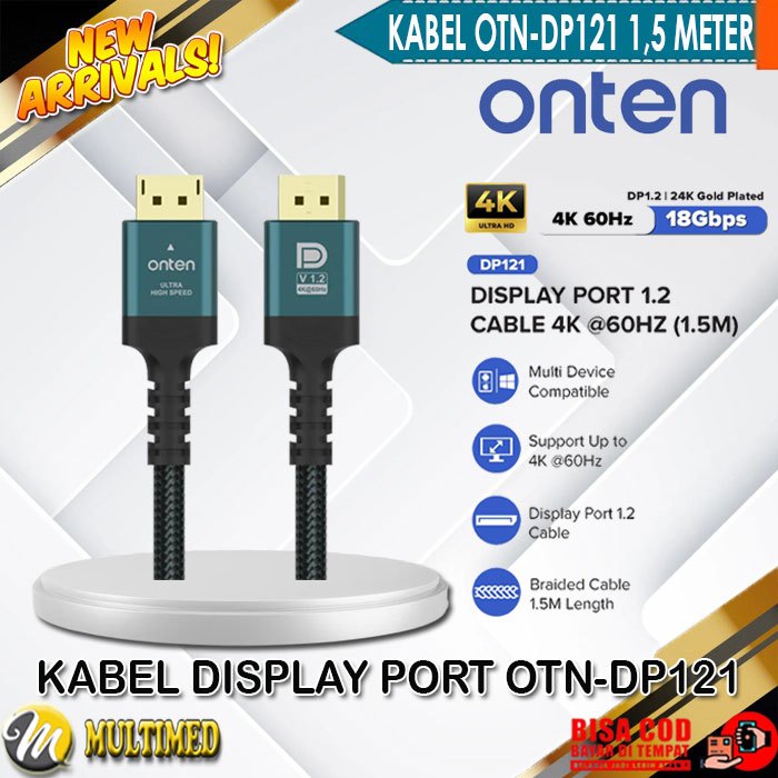 Onten Cable DP TO DP Display Port Cable 1.2 รองรับความยาวสูงสุด 4K @60Hz 1.5M และ 3M Ultra High Spee