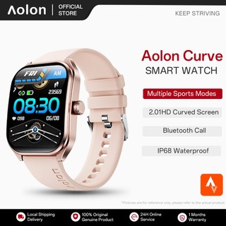 Aolon Curve SmartWatch New IP68 Waterproof  2.01-inch Curved IPS Screen Bluetooth Call Running Pace  Custom Wallpaper Health Monitoring Smartwatch Wanita