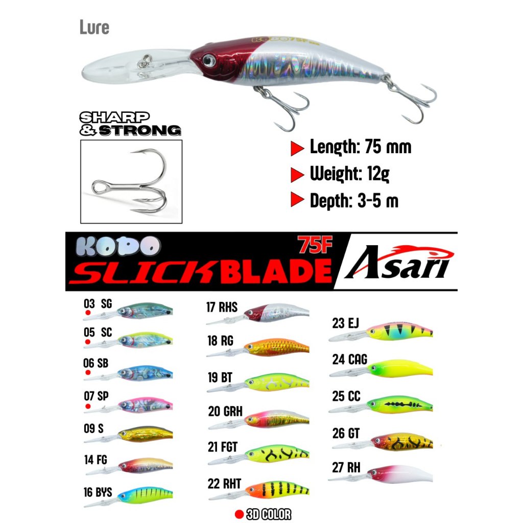 ASARI KODO 75F SLICK BLADE เหยื่อตกปลา 75MM/12.0g