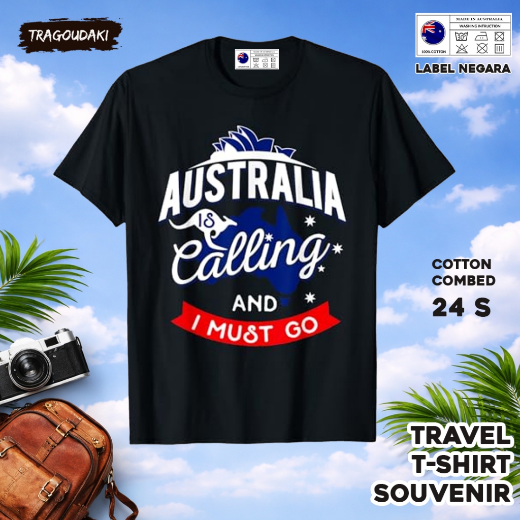 AUSTRALIA เสื้อยืดของที่ระลึก AUSTRALIA เสื้อผ้าของที่ระลึก 11 Tag ทําจากผ้าฝ้ายหวี 24s