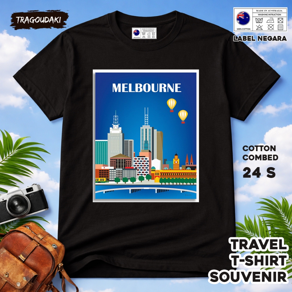AUSTRALIA เสื้อยืดของที่ระลึก AUSTRALIA 50 Tag เสื้อผ้าของที่ระลึกทําจากผ้าฝ้ายหวี 24s