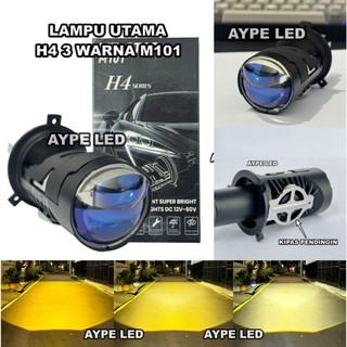 Lampu Utama H4 M101 3 Warna All Wheather Kipas Pendingin Bluelens Mini Projector MT-STAR