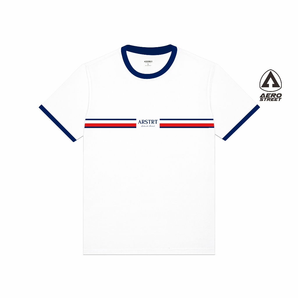 เสื้อยืด Aerostreet Rodeo White Navy Kaos ABAAA