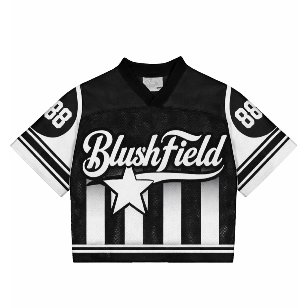 Blushfieldjerseys - BLACK STAR 88 TRENDY RETRO BOXY UNISEX JERSEY