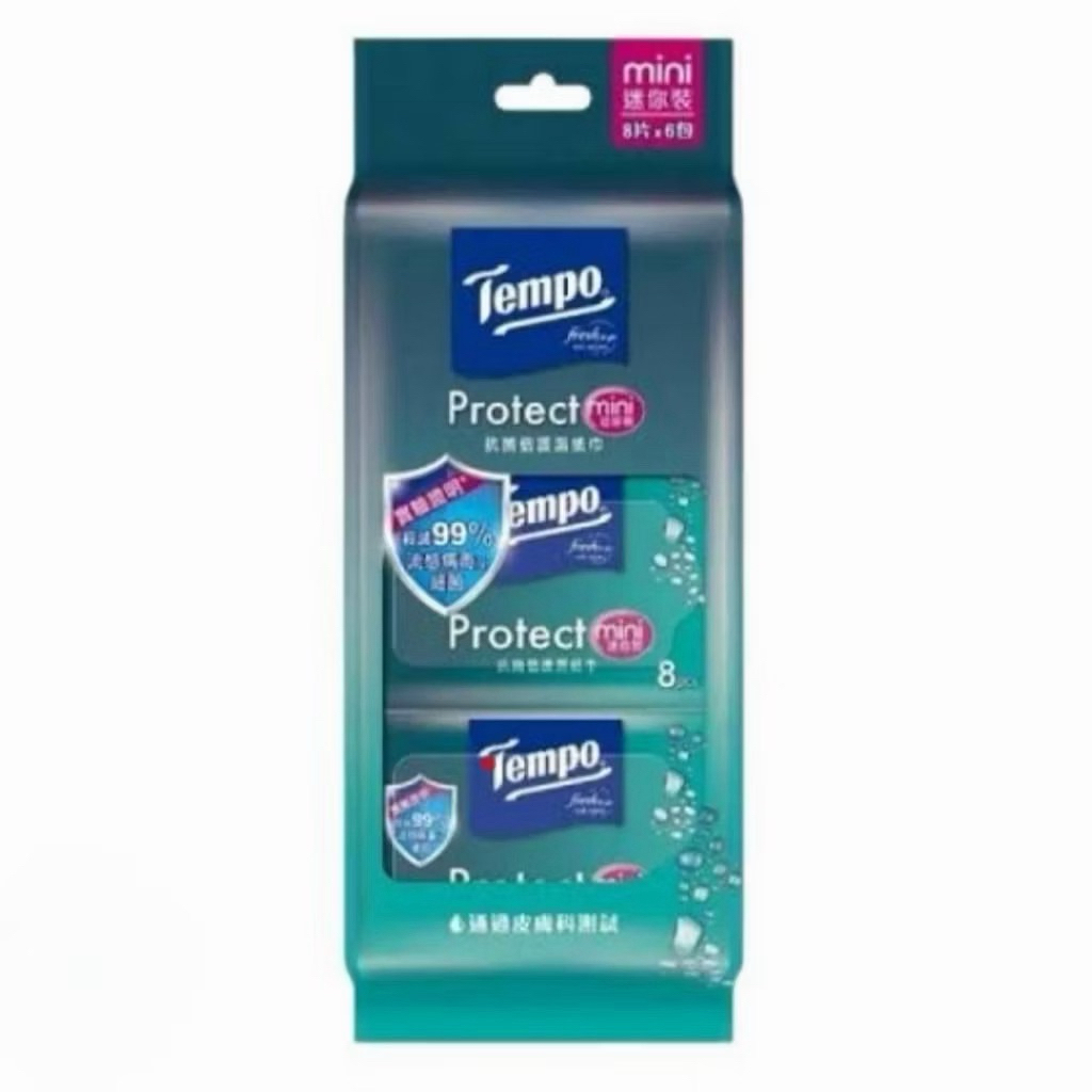 Tempo Handy Pocket Mini Wet Wipes ขนาด Small Wet Wipes 6 x 8 แผ่น