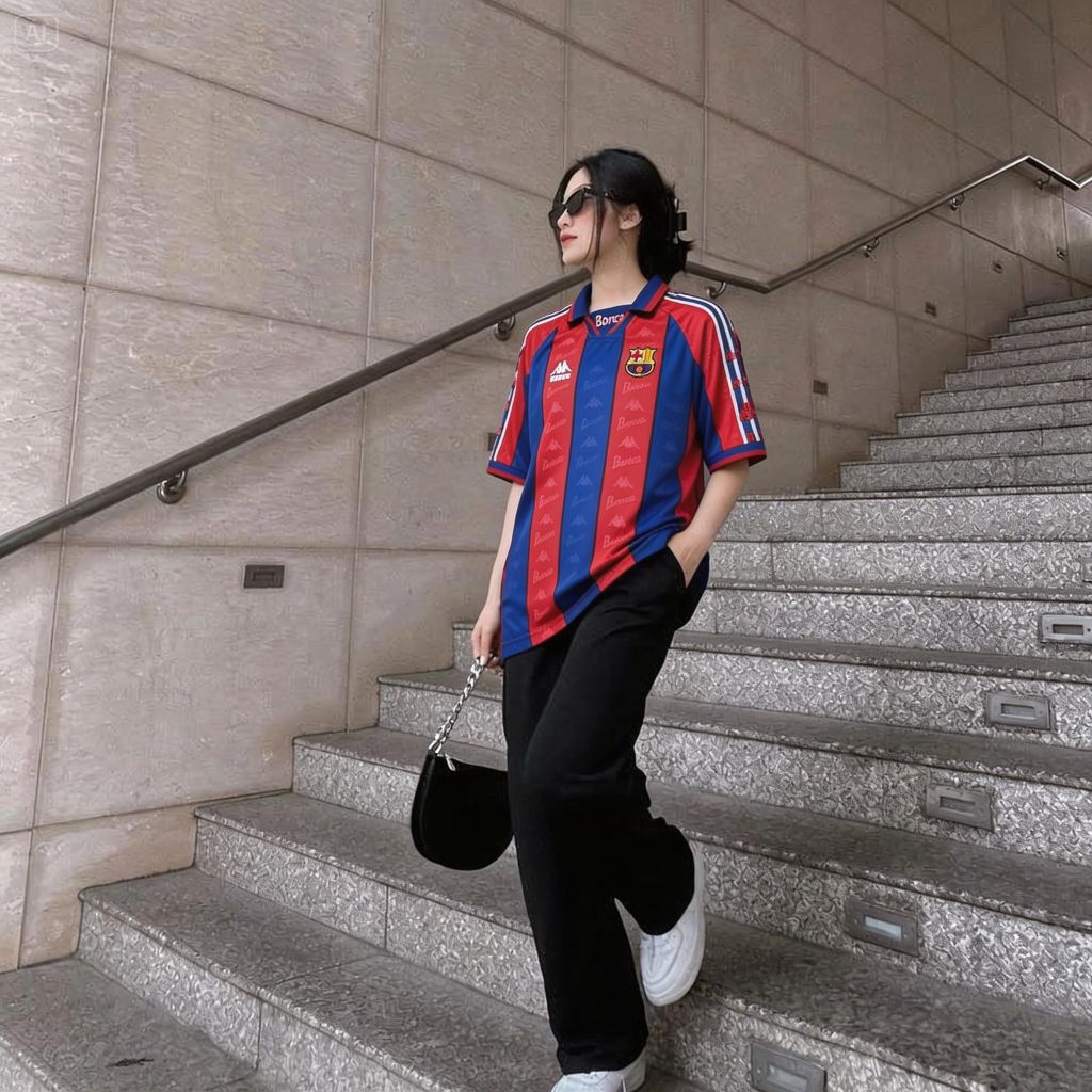 VINTAGE JERSEY B4aR(3LO0NA4 1995 RETRO JERSEY BA4R(C4 OLD SCHOOL JERSEY FUTSAL SPORTS JERSEY FULL PR