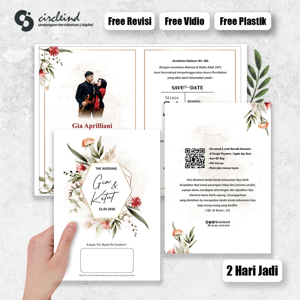คําเชิญงานแต่งงานชนบทที่หรูหรา BC TIK 150 GSM - พิมพ์แบบกําหนดเอง CIRCLEIND