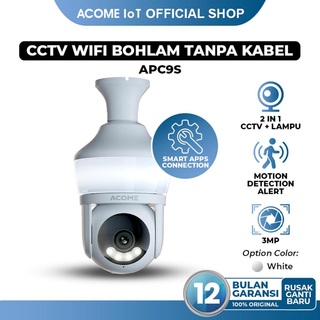 ACOME IOT กล้องวงจรปิด APC9S | หลอดไฟกล้องวงจรปิด | Full HD 1293P | 3MP | หมุน360° | เสียง 2 ทาง | S