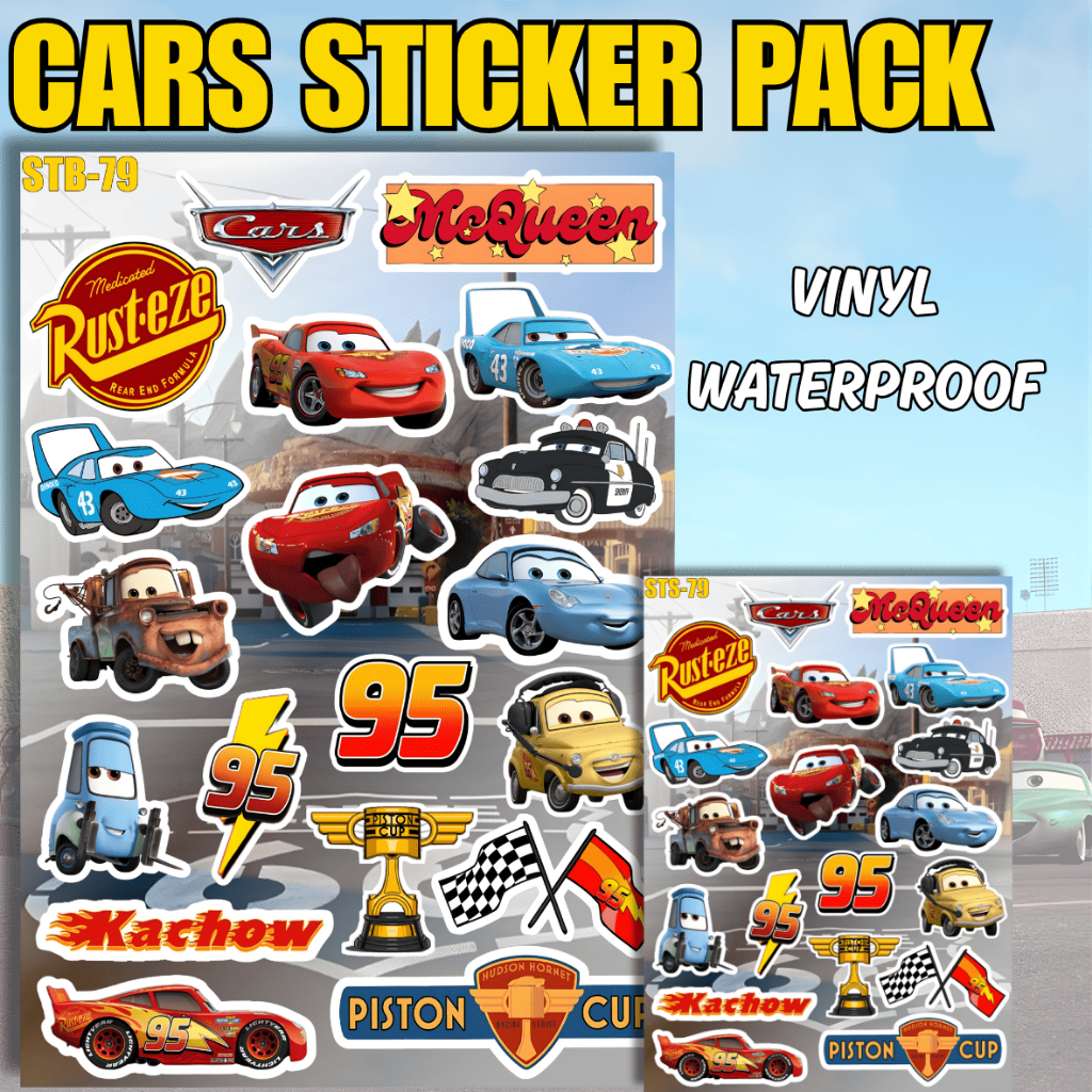 รถยนต์ Lightning McQueen สติกเกอร์แพ็คไวนิลเคลือบเงาพรีเมี่ยมกันน้ํา Anti-Fade Cool การ์ตูนแล็ปท็อป 