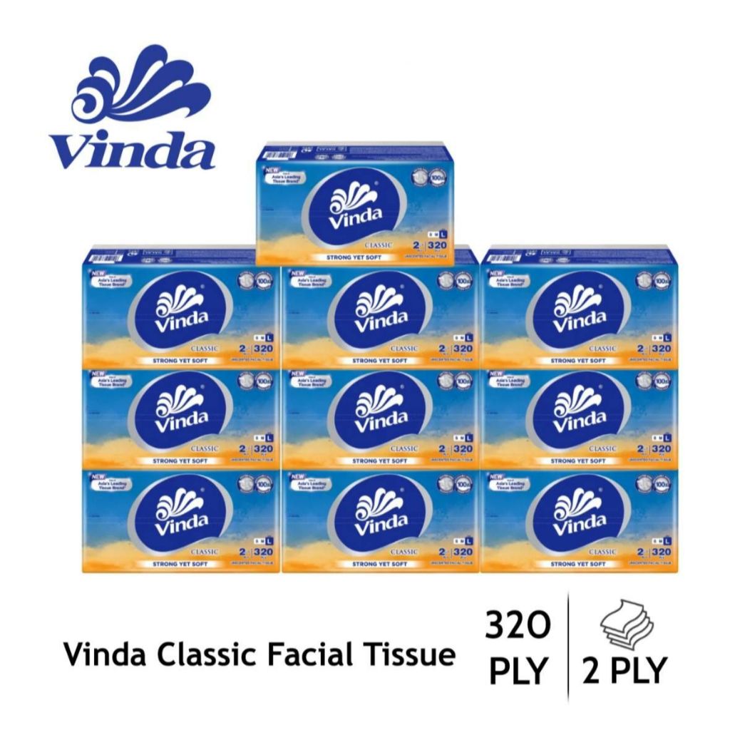 | 10 ชิ้น | Vinda classic L face soft pack 320ply ทิชชู่ 2 ชั้น