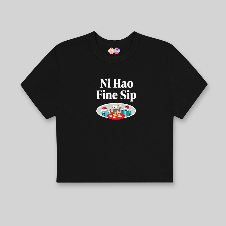 Ni Hao Fine Sip Baby Tee (สีดํา)