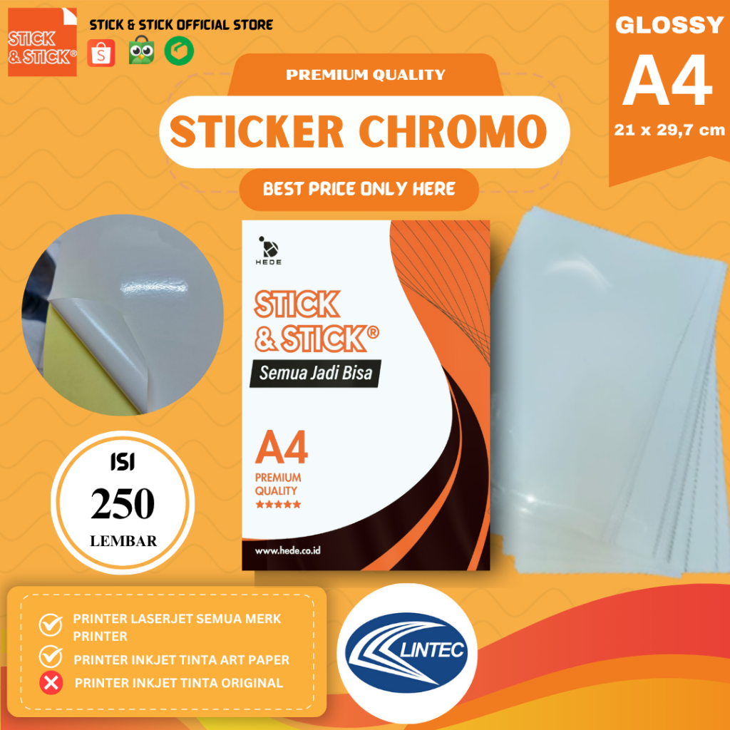 F4 FOLIO STICKER CHROMO GLOSSY COTENTS 250 LBR / ฉลากสินค้า สติ๊กเกอร์แบบกําหนดเอง ป้ายจัดส่ง นําเข้