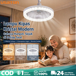 Lampu Kipas Super Terang - Lampu Kipas 50W Angin Besar dengan Remote Control, Cocok untuk Gantung/Plafon, Fitur Emergency