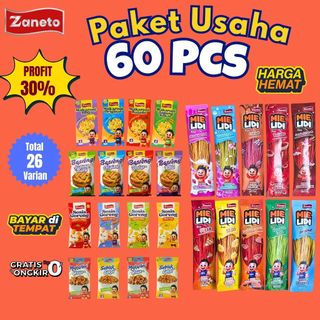 [Bundling] Paket Usaha 60pcs - Basreng/Mie Lidi/Sosreng/Makaroni/Piksus/Seblak Ceker/Keripik Kaca