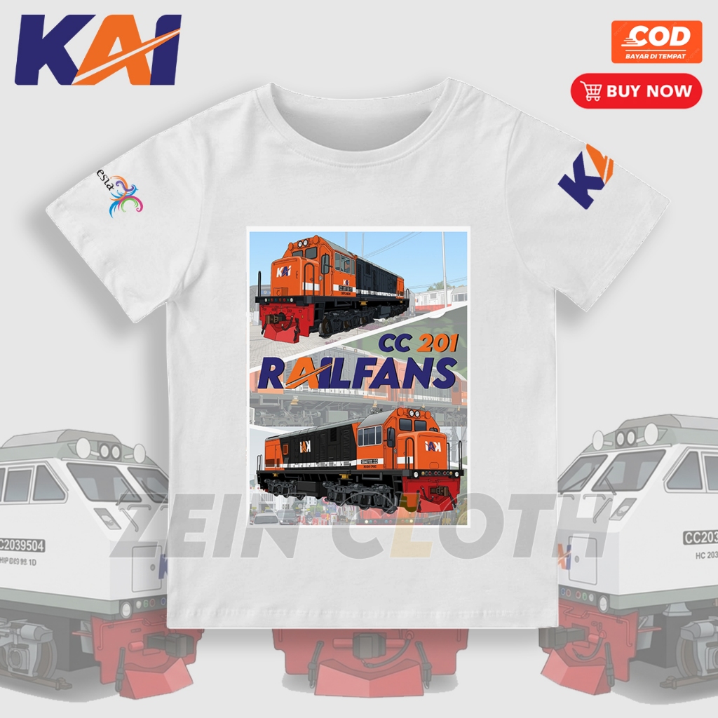 KAI Lokomorif CC201 เสื้อยืดเด็ก / เสื้อผ้าเด็กพร้อมภาพรถไฟ