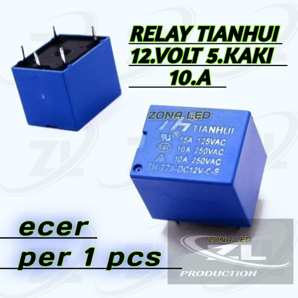 RELAY 12 VOLT 5 LEGS 10.A TIANHUI ต้นฉบับ