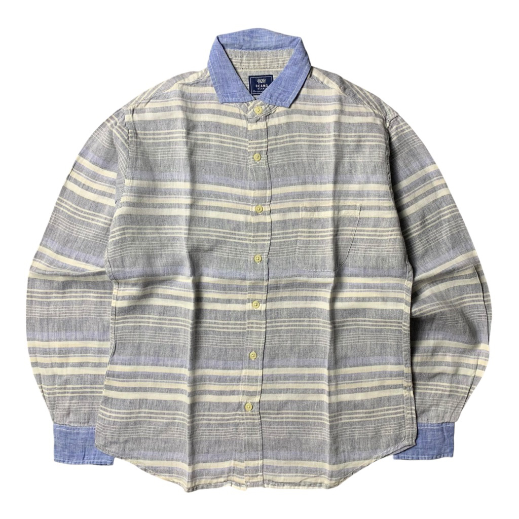Beams Japan เสื้อเชิ้ตผ้าลินินลายทาง