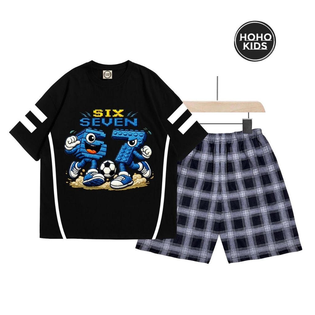 HK CHILDRENS SUIT PICTURE 67 FOOTBALL DTF SCREEN PRINTING PLAID PANTS