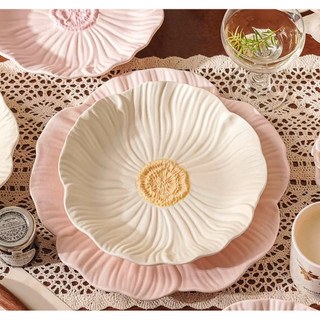 PM 66 SATUAN Piring Mangkok Gelas Cup Keramik Motif Bunga Blossom Petal 3D Versi 2 / ala Cafe Korea Hotel Mewah Tahan Panas / Piring Makan Nasi Mangkok Sop Kuah / Mug Kopi Teh Susu / Ceramic Plate Bowl Mug Microwave Oven Safe