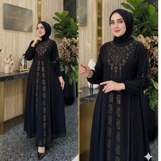 GAMIS ABAYA TURKEY FULL PAYET ELEGANT LOLLY HITAM DAN WARNA