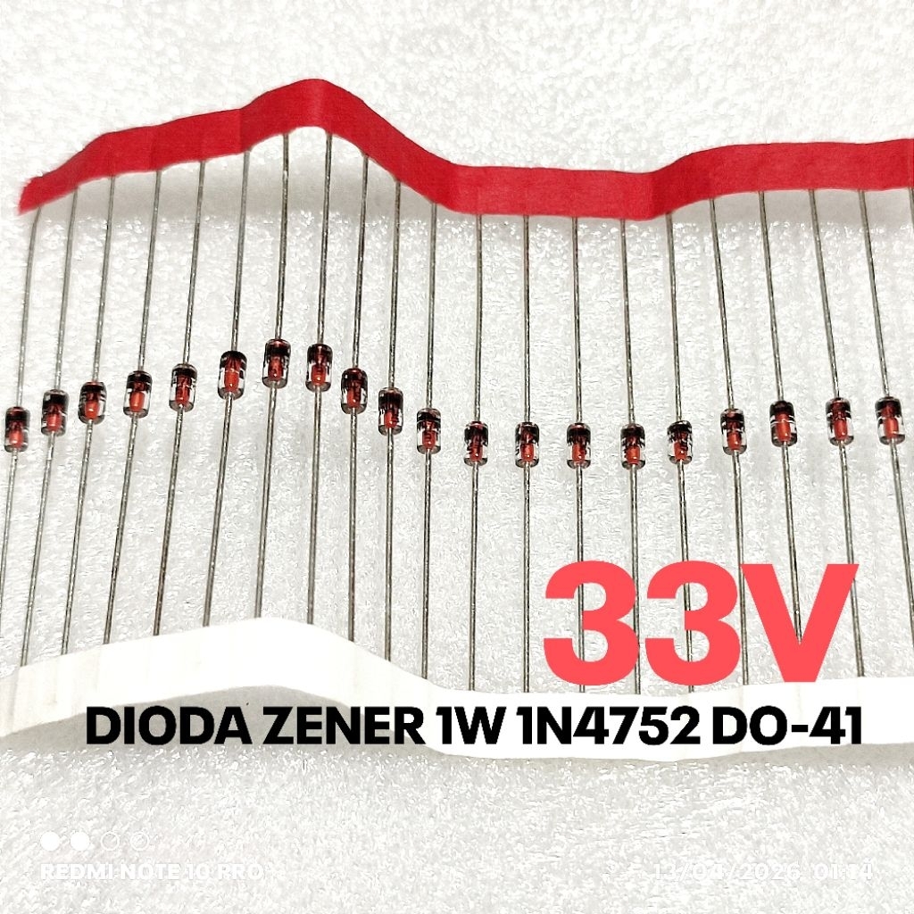 (10 ชิ้น) DIODE ZENER 1W 1WATT 33V 33 V 1N4752A 1N 4752A IN4752A IN 4752A DO-41 ST