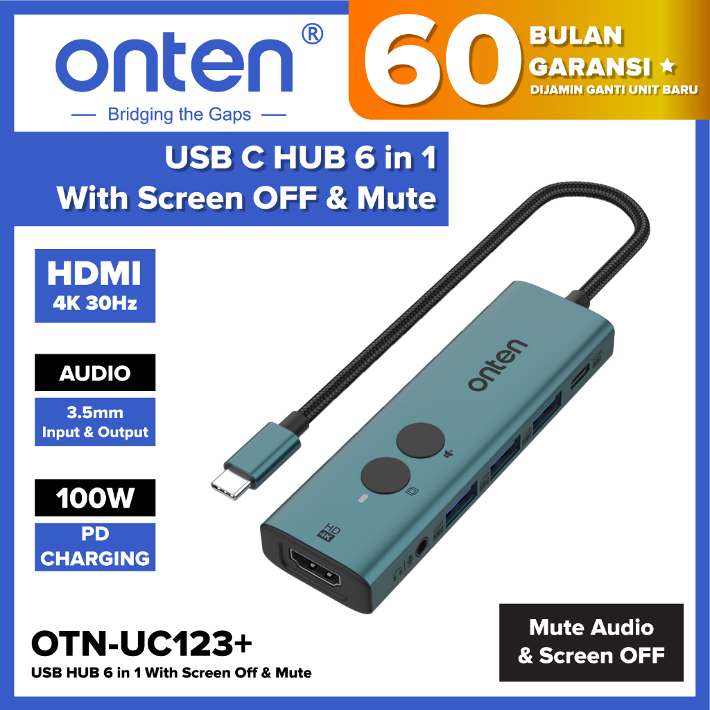 ONTEN UC-123+ USB C HUB 6 IN 1