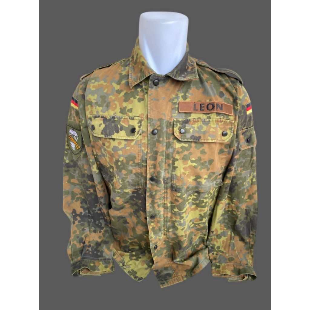 KEMEJA Original German Army Fleecktarn Camo BDU Shirt (38)