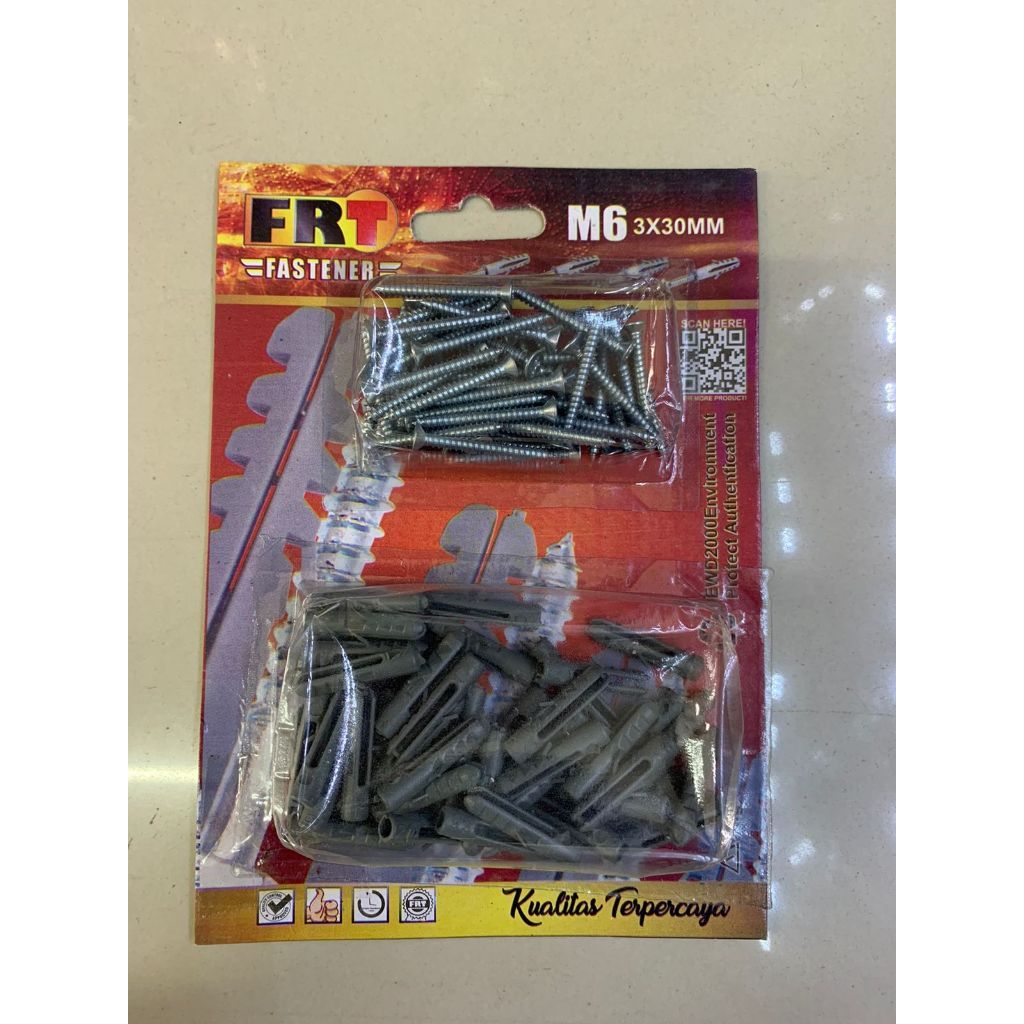 สกรู FRT M6 50 ชิ้น ชุดสกรูตะขอติดผนัง FRT