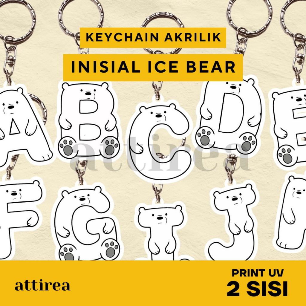 พวงกุญแจอักษรย่ออะคริลิก GANTUNGAN - หมีน้ําแข็ง We Bare Bear | พวงกุญแจของที่ระลึกเริ่มต้นน่ารักสํา