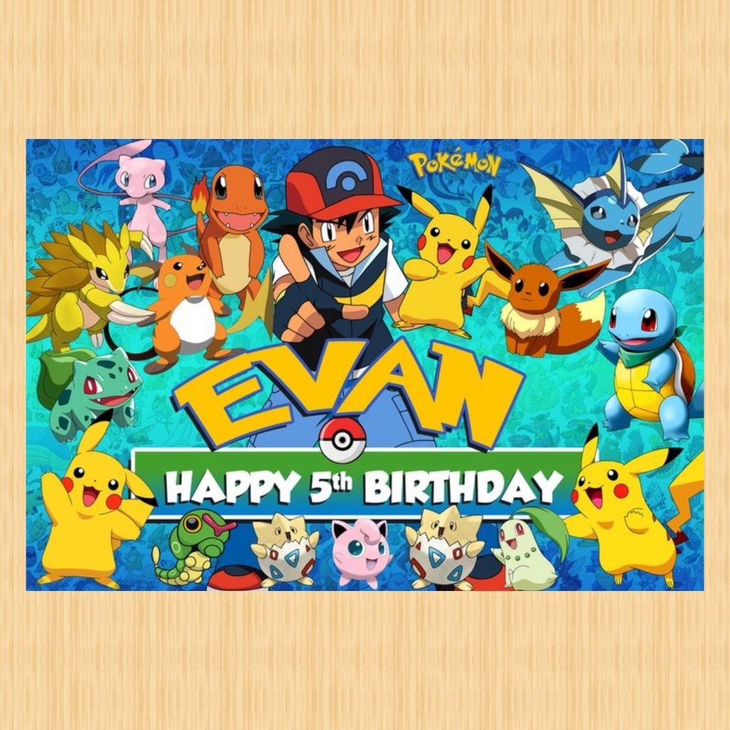 POKEMON PIKACHU แบนเนอร์ POKEMON PIKACHU แบนเนอร์วันเกิดเด็ก POKEMON PIKACHU วันเกิดธีมตกแต่งปาร์ตี้