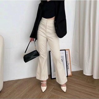 Flare Pants - Celana Highwaist Cutbray Wanita - Celana Basic Kantor Formal / Casual