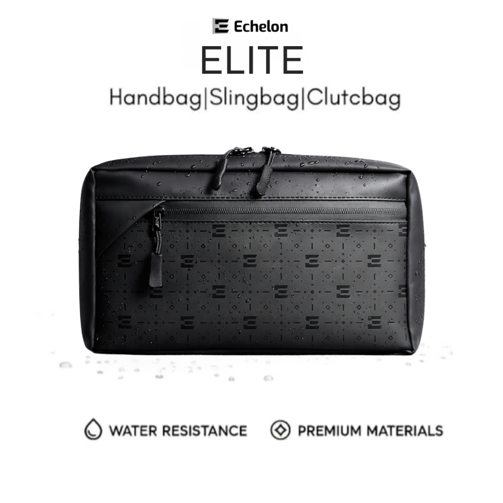ECHELON Handbag Elite Exclusive Black Waterproof / Multifunctional Waterproof Mens Bag / Clutch Bag