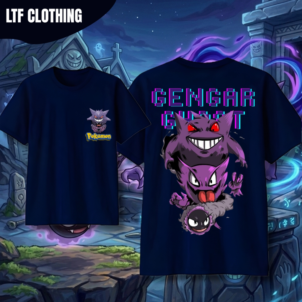 เสื้อยืดโปเกมอน | GENGAR EVOLUTION | ไม่ใช่อย่างเป็นทางการ | พรีเมี่ยมคอตตอน 30'ส - เด็ก วัยรุ่น ผู้