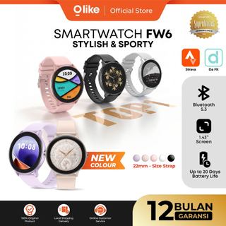 Olike Smartwatch Jam Tangan FW6 Smart Watch Wanita Pria Tahan AIr IP68  Call 1.43" Display Healty Management 20 Day Battery