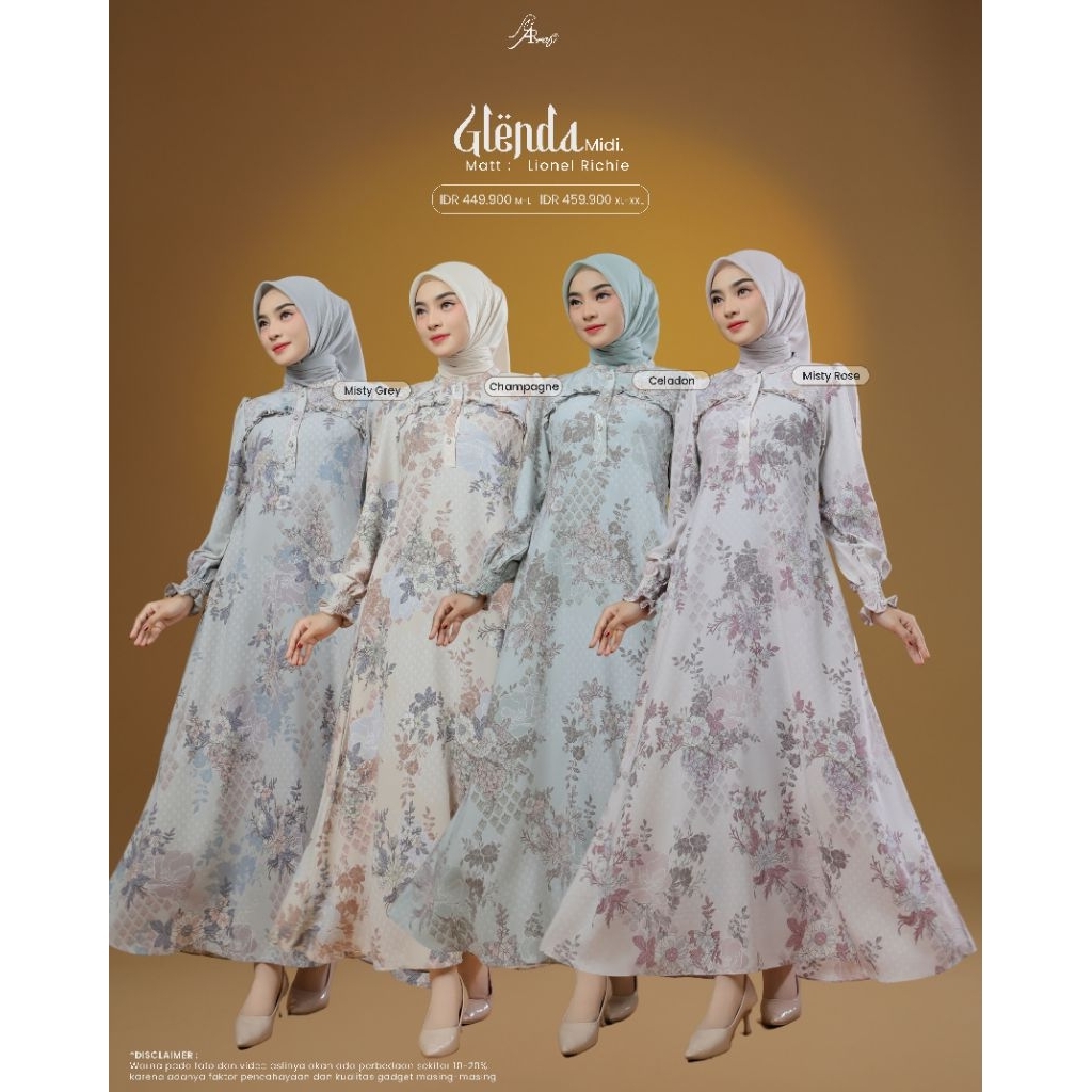 พร้อม AR PREMIUM!! ️Glenda Midi Dress - Exclusive Motif Midi Dress - ORIGINAL BY AR RAFI