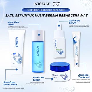 INTOFACE 5 Langkah Acne Care Set, Paket Skincare Jerawat Lengkap untuk Kulit Berminyak Berjerawat & Bruntusan